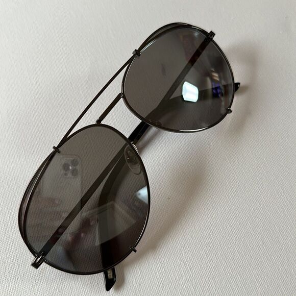 DIFF Eyewear Aviator Pilot Shape Sunglasses Gunmetal with Gray Mirror lens - Picture 4 of 13